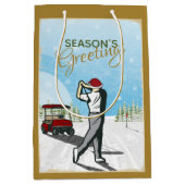 エレガントヴィンテージインスパイアグ・クリスマス ミディアムペーパーバッグ (正面)