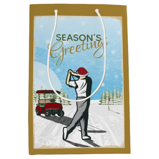 エレガントヴィンテージインスパイアグ・クリスマス ミディアムペーパーバッグ (正面)