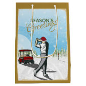 エレガントヴィンテージインスパイアグ・クリスマス ミディアムペーパーバッグ (裏面)