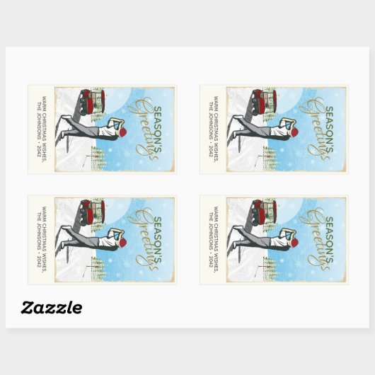 エレガントヴィンテージインスパイアグ・クリスマス 長方形シール (シート)