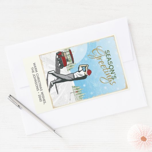 エレガントヴィンテージインスパイアグ・クリスマス 長方形シール (封筒)