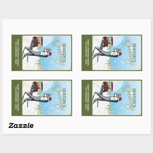 エレガントヴィンテージインスパイアグ・クリスマス 長方形シール (シート)