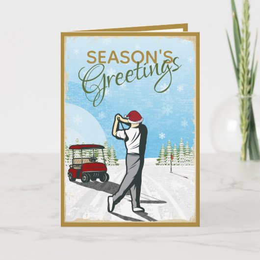 エレガントヴィンテージインスパイアゴルフフォトクリスマス シーズンカード (正面)