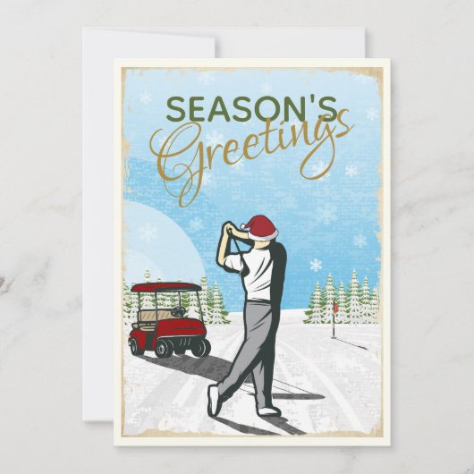 エレガントヴィンテージインスパイアゴルフフォトクリスマス シーズンカード (正面)