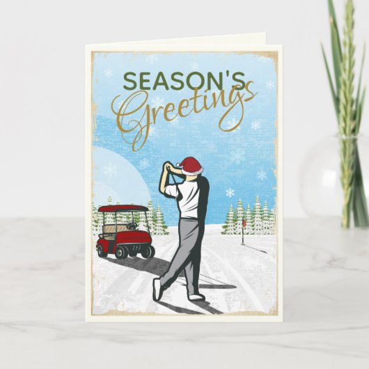 エレガントヴィンテージインスパイアゴルフフォトクリスマス シーズンカード (正面)