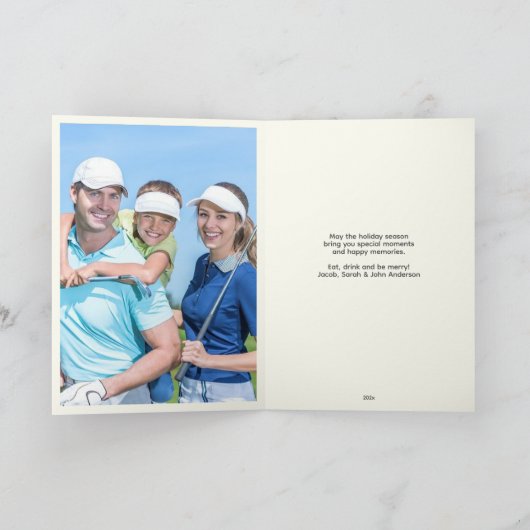 エレガントヴィンテージインスパイアゴルフフォトクリスマス シーズンカード (内部)