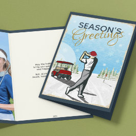 エレガントヴィンテージインスパイアゴルフフォトクリスマス シーズンカード