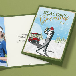 エレガントヴィンテージインスパイアゴルフフォトクリスマス シーズンカード