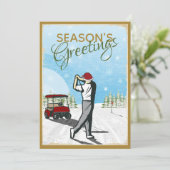 エレガントヴィンテージインスパイアゴルフフォトクリスマス シーズンカード (スタンド正面)