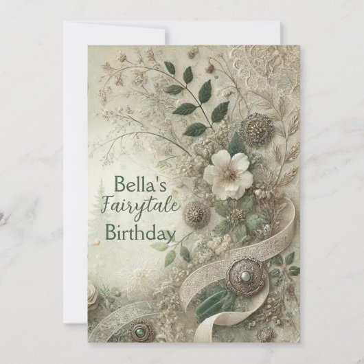 エレガントヴィンテージインスパイアフローラパーティー招待状 招待状 (正面)