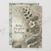 エレガントヴィンテージインスパイアフローラパーティー招待状 招待状 (正面/裏面)