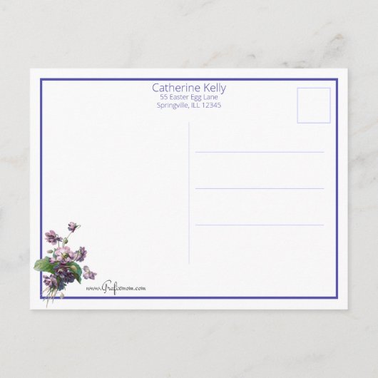 エレガントヴィンテージイースター忘れパープル ポストカード (裏面)