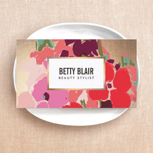 エレガントヴィンテージウォーター色フローラアート 名刺