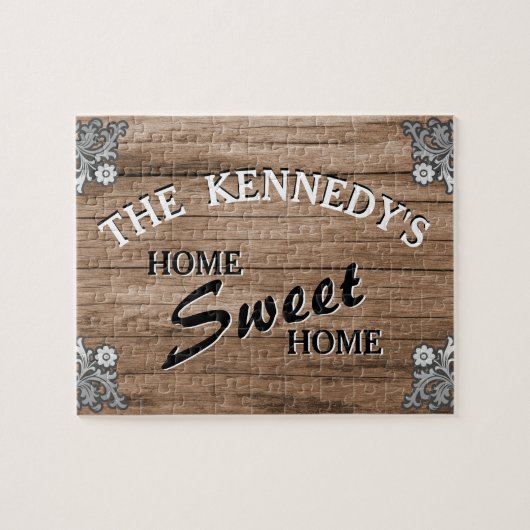 エレガントヴィンテージウッ素朴ドファミリ名 ジグソーパズル (横)