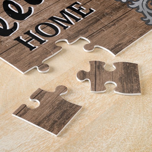 エレガントヴィンテージウッ素朴ドファミリ名 ジグソーパズル (側面)
