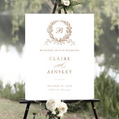 エレガントヴィンテージオリーブオーク金ゴールドリースウェルカムサイン ポスター