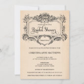 エレガントヴィンテージオーナメントブライダルシャワー 招待状 (正面)