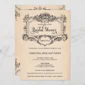 エレガントヴィンテージオーナメントブライダルシャワー 招待状 (正面/裏面)