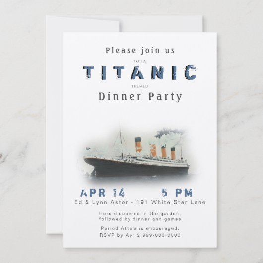 エレガントヴィンテージカスタム文字タイタニック招待状 招待状 (裏面)