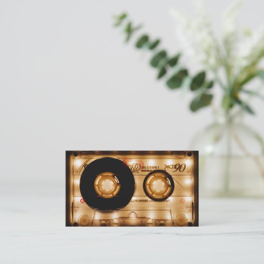 エレガントヴィンテージカッコいいカセットテープ 名刺 (スタンド正面)