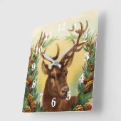 エレガントヴィンテージカッコいい鹿素朴 スクエア壁時計 (傾斜)