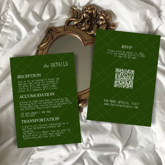 エレガントヴィンテージガーデングリーン結婚の詳細 エンクロージャーカード