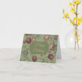 エレガントヴィンテージガーデンバラハッピーバースデー カード (黄色い花)