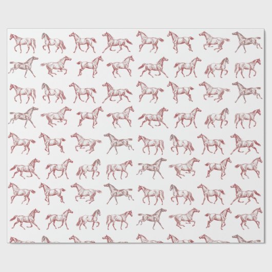 エレガントヴィンテージギャロピンウマズレッドトイル ラッピングペーパー (フラット)