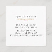 エレガントヴィンテージクイーンビー白黒金ゴールド スクエア名刺 (裏面)