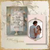 エレガントヴィンテージクラシックフォーマルフローラピンク金ゴールド 招待状