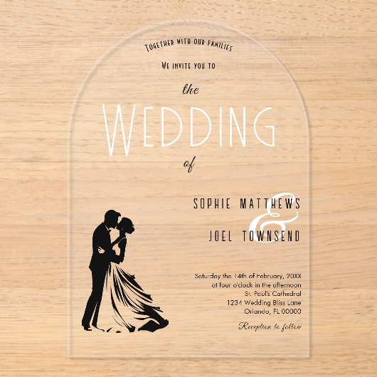 エレガントヴィンテージクラスカップル踊り結婚ズ アクリル招待状 (正面)