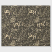 エレガントヴィンテージクリーム茶色ウマ花柄 ラッピングペーパー (フラット)