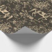 エレガントヴィンテージクリーム茶色ウマ花柄 ラッピングペーパー (角)