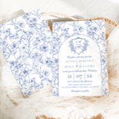 エレガントヴィンテージクレストダスティブルーフローラ結婚ズ 招待状