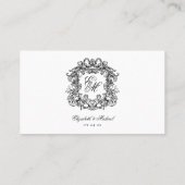 エレガントヴィンテージクレストモノグラム結婚ズフラット プレイスカード (裏面)