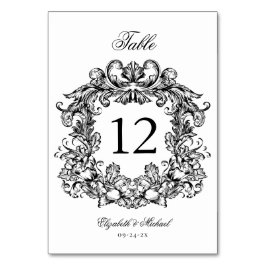 エレガントヴィンテージクレスト白黒結婚ズ テーブルナンバー
