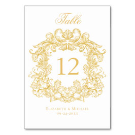 エレガントヴィンテージクレスト金ゴールド結婚ズ テーブルナンバー