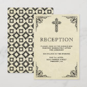 エレガントヴィンテージクロスクリスチャン結婚式レセプション エンクロージャーカード (正面/裏面)