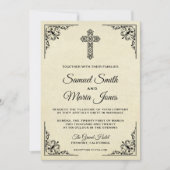 エレガントヴィンテージクロスクリスチャン結婚式招待状 招待状 (正面)
