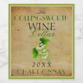 エレガントヴィンテージグリカスタムーズきらめくワイン ワインラベル (シングルラベル)