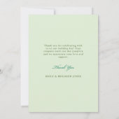 エレガントヴィンテージグリーンとピンクの結婚森 サンキューカード (裏面)