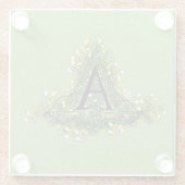 エレガントヴィンテージグリーンフローライニシャルAモノグラム ガラスコースター (裏面)