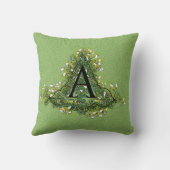 エレガントヴィンテージグリーンフローライニシャルAモノグラム クッション (裏面)