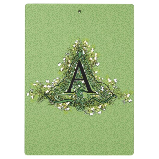 エレガントヴィンテージグリーンフローライニシャルAモノグラム クリップボード (裏面)