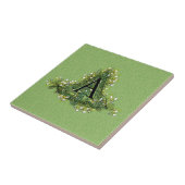 エレガントヴィンテージグリーンフローライニシャルAモノグラム タイル (側面)