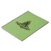 エレガントヴィンテージグリーンフローライニシャルAモノグラム ノートブック (左側)