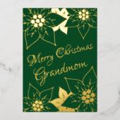 エレガントヴィンテージグリーンメリークリスマスグランドママ 箔シーズンカード (正面)