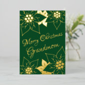エレガントヴィンテージグリーンメリークリスマスグランドママ 箔シーズンカード (立ち正面)