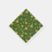エレガントヴィンテージグリーン金ゴールドスタークリスマスパーティー スタンダードカクテルナプキン (角)