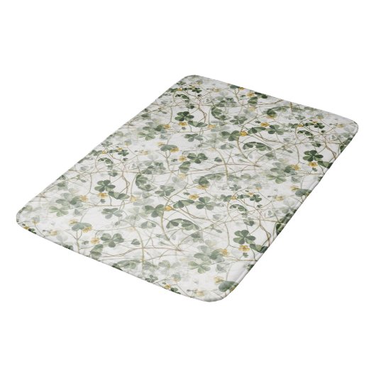 エレガントヴィンテージグリーン金ゴールド植物学イラストレーション バスマット (アングル)